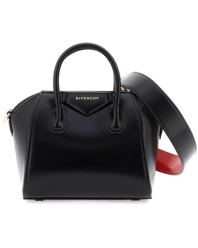 Givenchy Box Leather 'antigona Toy' Bag - Black
