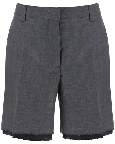 Miu Miu Grisaille Tailored Shorts - Grey