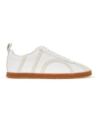 Totême Leather Trainers With Suede Monogram - White