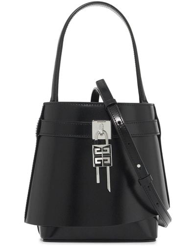 Givenchy Shaped Shark Lock Leather Bucket Bag - Black