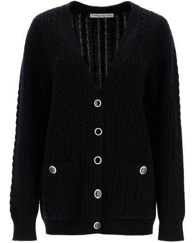 Alessandra Rich Oversized Wool Cardigan - Black
