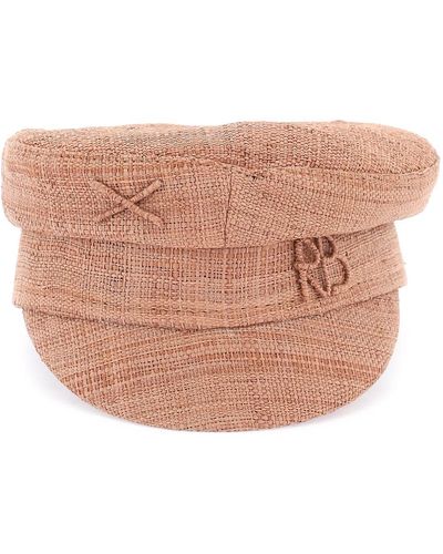 Ruslan Baginskiy Raffia Baker Boy Hat With Embroidery - Pink