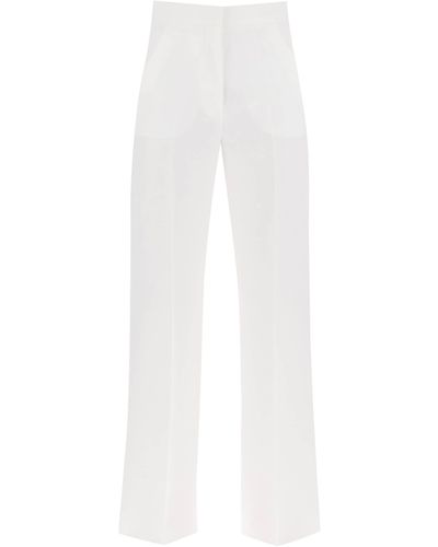 Max Mara 'Hangar' Wide Leg Linen Trousers - White