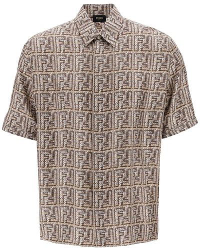 Fendi Short-sleeved Silk Shirt With Ff - Multicolour