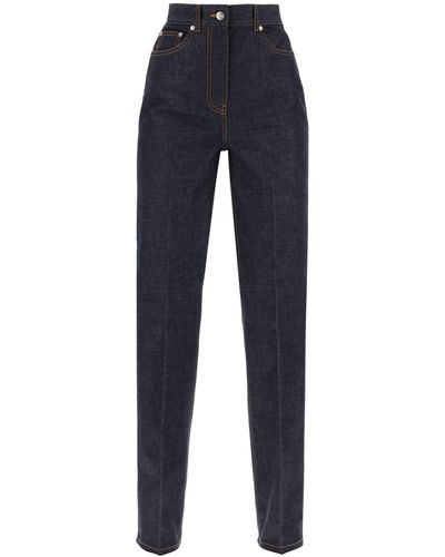 Ferragamo Straight Jeans With Contrasting Stitching Details. - Blue