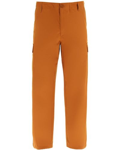 KENZO Cargo Trousers Featuring 'boke Flower' Button - Orange