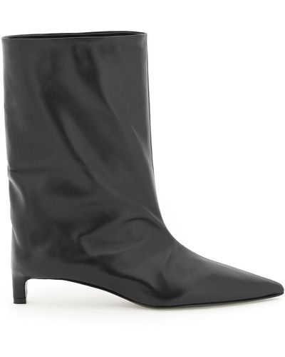 Jil Sander Leather Mid-Calf Boots - Black
