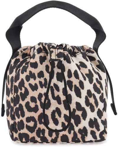 Ganni Borsa a mano Leopard Tech - Nero