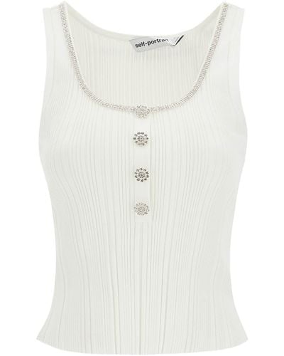Self-Portrait "Knit Top With Crystals Embell - Blue