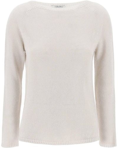 Max Mara Lightweight Linen Knit Pullover By Giol - White