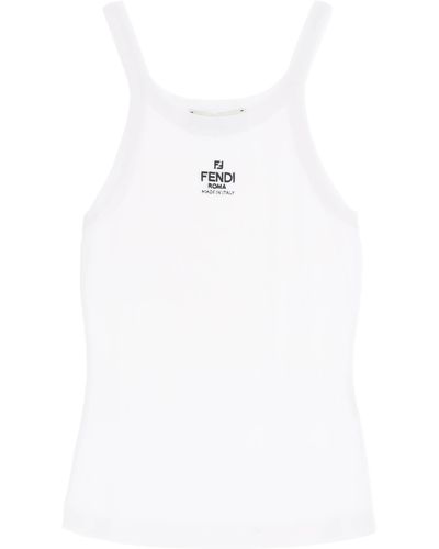 Fendi Top con ricamo logo - Bianco