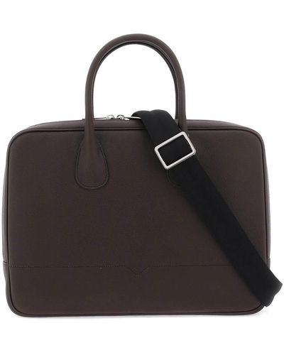 Valextra Leather Business Bag - Black