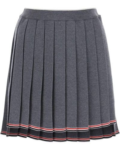 Thom Browne Knitted Pleated Mini Skirt - Gray