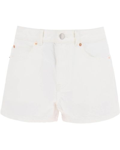 Alexander Wang Denim Shorts With Embroidered Intaglio Design - White