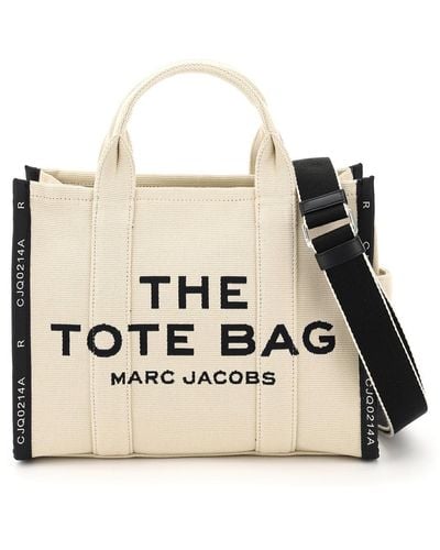 Marc Jacobs The Jacquard Traveller Tote Bag Small White Cotton - Natural
