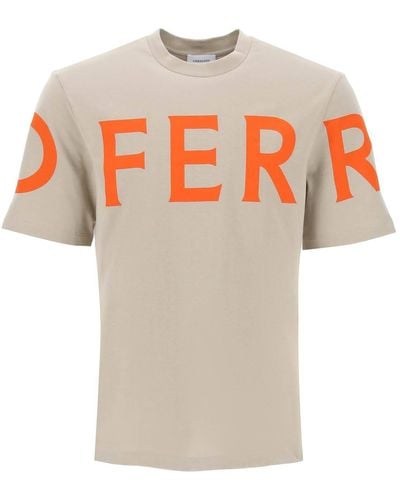 Ferragamo Short Sleeve T-Shirt With Oversized Logo - White