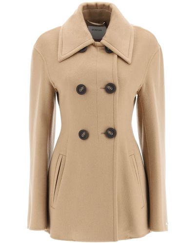 Sportmax Rosano Peacoat In Sable Cashmere - Natural
