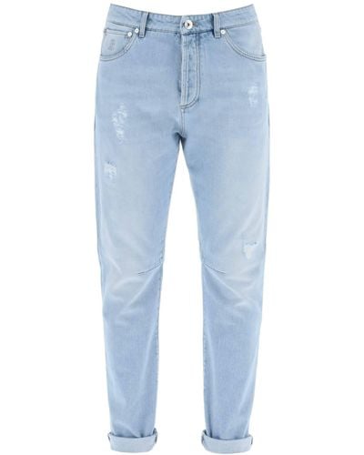 Brunello Cucinelli Leisure Fit Jeans With Tapered Cut - Blue