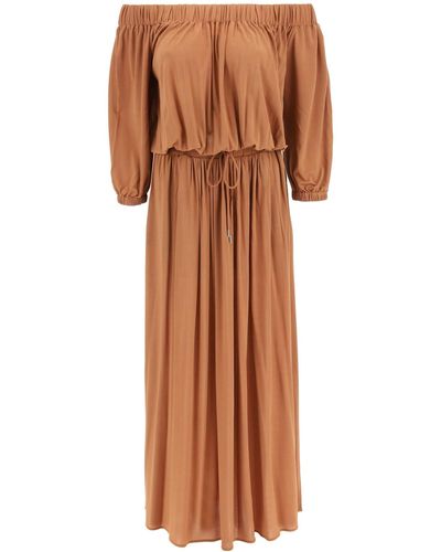 Max Mara 'ghighlia' Long Jersey Dress - Brown
