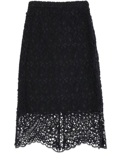 Burberry Macramé Lace Pencil Skirt - Black