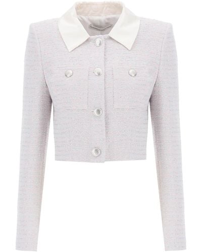 Alessandra Rich Cropped Jacket In Tweed Boucle' - White