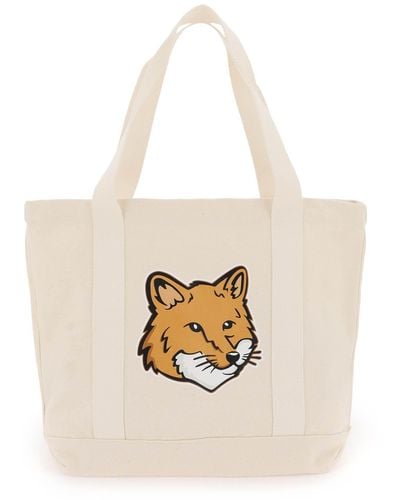 Maison Kitsuné Fox Head Tote Bag - White