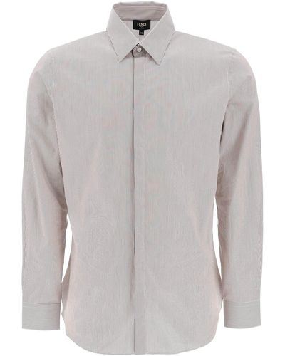 Fendi Striped Cotton Shirt - Grey