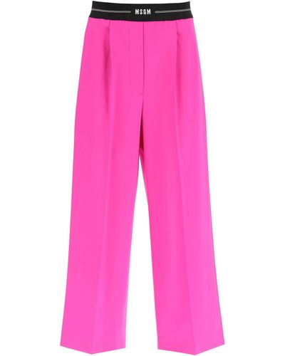MSGM Cropped Pants With Elastic Band - Pink