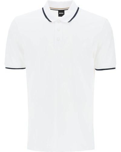 BOSS Polo Shirt With Contrasting Edges - White