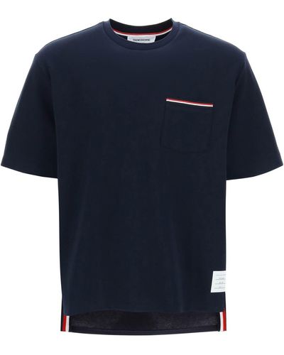 Thom Browne Oversized T-Shirt With - Blue