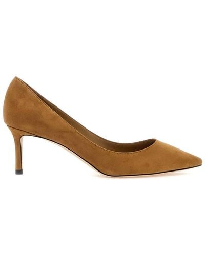 Jimmy Choo Suede Romy 60 Court Shoes - Brown