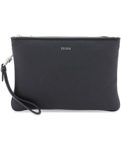 Zegna Leather Pouch - Black