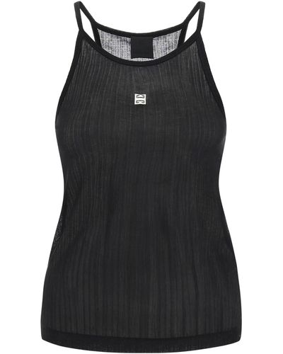 Givenchy Halterneck Tank Top With 4g Plaque - Black