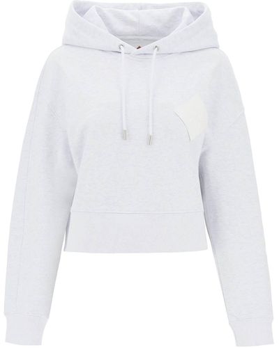MCM Cropped Hoodie With Logo Patch - White