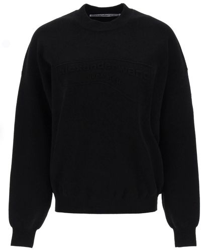 Alexander Wang Crew-Neck Sweater With Embossed Logo - Black