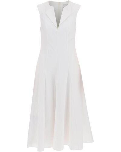 Roland Mouret Cotton Poplin Midi Dress In - White