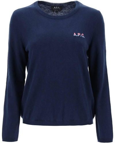 A.P.C. 'Albane' Crew-Neck Cotton Sweater - Blue