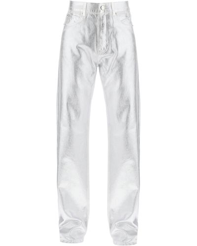Ferragamo Metallic Denim Jeans - White