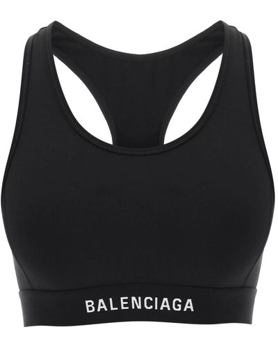 Balenciaga Sports Bra With Contrasting Logo - Black