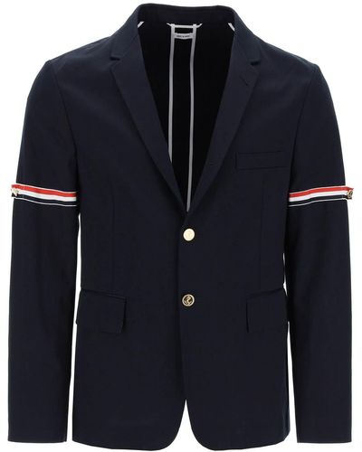 Thom Browne Giacca Decostruita Con Bande Tricolore - Blu