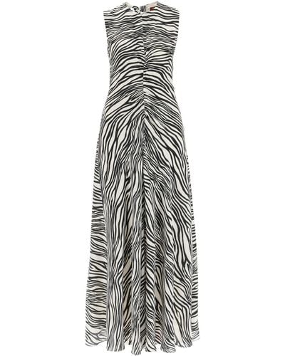 Max Mara Studio Calate Zebra Print Long Dress - Gray