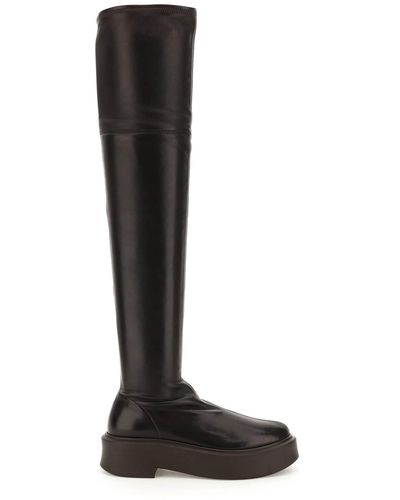 The Row Nappa Stretch Zip Boots - Black