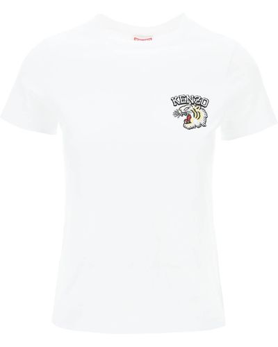 KENZO T Shirt Girocollo Con Ricamo - Bianco
