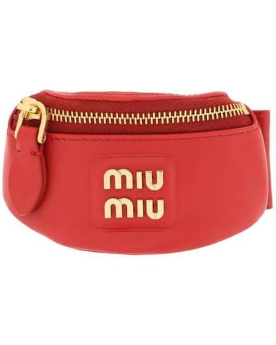 Miu Miu Leather Mini Pouch Bracelet - Red