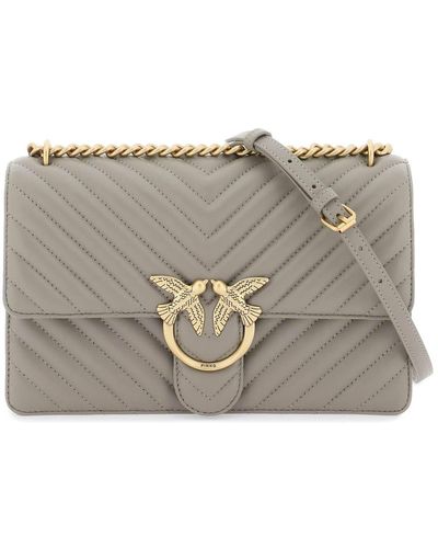 Pinko Chevron Quilted 'classic Love Bag One' - Gray