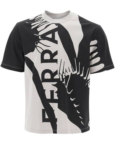 Ferragamo T-Shirt Con Stampa Grafica - Nero