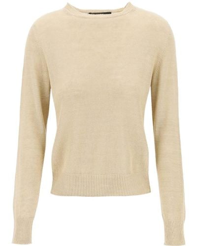 Weekend by Maxmara Aztec Linen Pullover Sweater - Natural