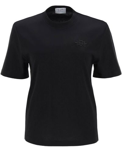 MVP WARDROBE 'monforte' T-shirt With Tonal Logo Embroidery - Black