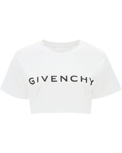 Givenchy T-Shirt Cropped Logata - Bianco