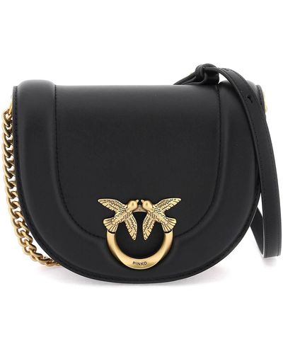 Pinko Mini Love Bag Click Round Leather Shoulder Bag - Black